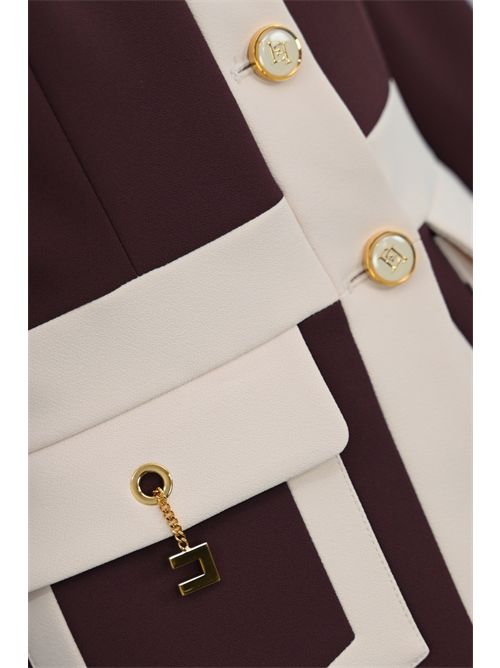 Giacca color-block in doppio crepe Merlot/Milk Elisabetta Franchi | GIT0156E2EH8